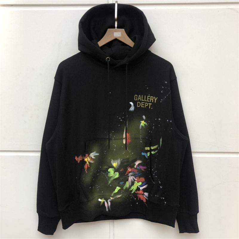 

fw Manual Splash ink Gallery Dept Hoodie Men Women Best Quality graffiti Gallery Dept Pullover Hoody T200813, Black