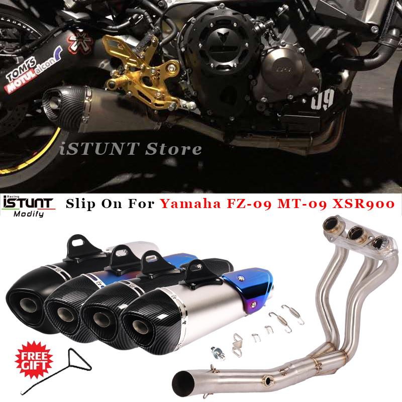 

MT09 Escape Full System Exhaust Muffler Front Link Pipe Motorcycle Slip On For xsr 900 FZ-09 MT-09 MT09 2014-2020