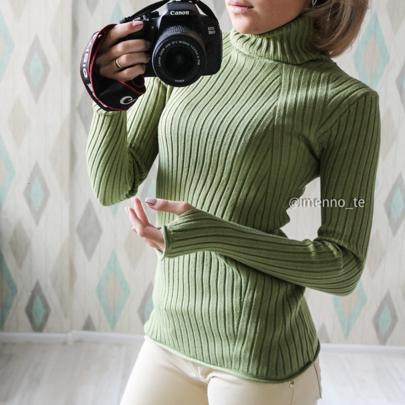 

2021 New Basic Ribbed Turtleneck Women Pullover High Neck Knitted Jumper Topwith Thumb Hole Fall Autumn Winter Sweater 708g, Yellow xy991