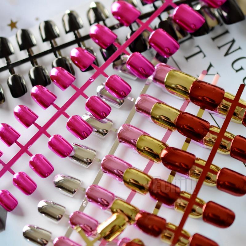 

Short Size Flat False Nails Metal Mirror Acrylic Nail Tips Full Cover Nail Art Manicure Tools Salon Product 240Pcs, Silver