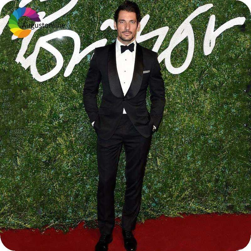 

Custom Made Black Men Suits for Wedding Shawl Lapel Groom Tuxedo Costume Homme Tailored Made Terno Masculino 2Piece Prom Wear, As the image