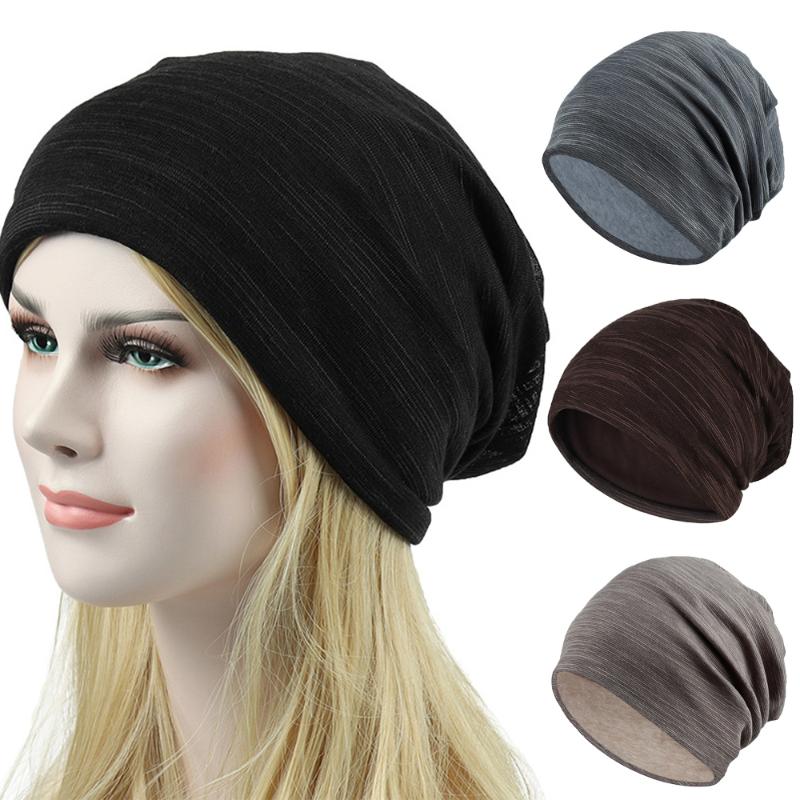 

7 Color Striped Skullies Beanies Unisex Hat Spring Autumn Breathable Turban Hat Cotton Pile Cap Skullies Dual-use Hats, 03