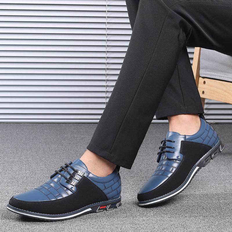 

2020New Shoes For Men Flats BigSize 39-48 Quality Pu Leather Men Shoe Fashion Casual Lace Up Formal Business Wedding Dress Shoes, Bk