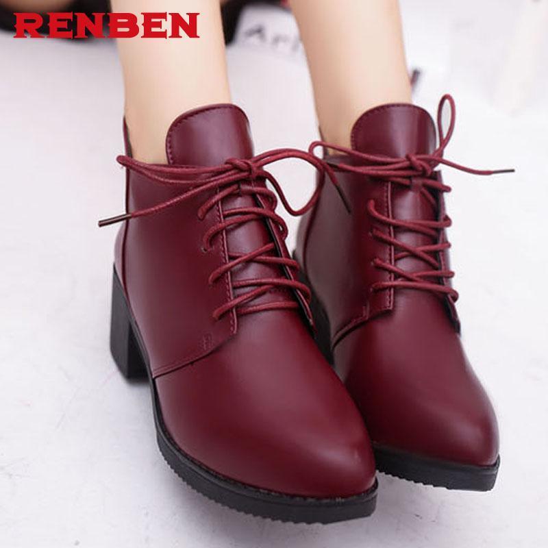 

Platform Heels Women Ankle Boots Soft Leather Thick high Heel Platform Boots Winter Autumn Warm Fur Big Size1, Black