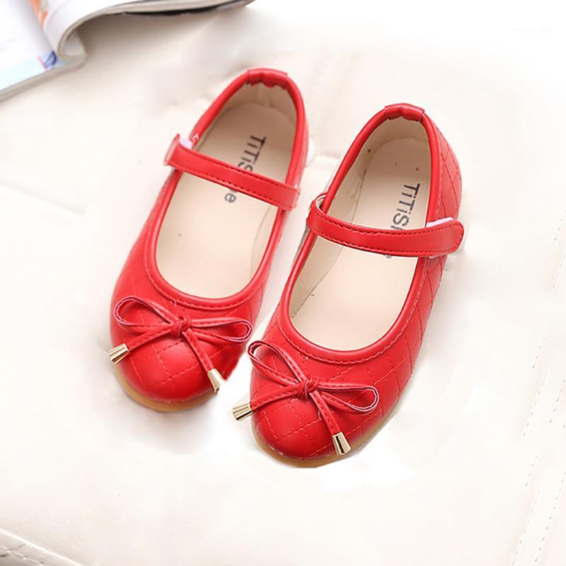 

New Spring Autunm Kids Baby Flats Princess Shoes For Little Girls Children Student Black White Red Dance Dress Leather Shoes1