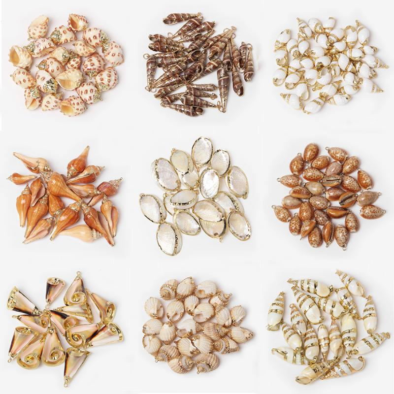 

27 Styles 5pcs Natural Shell Pendant Conch Shell Charms Pendant For DIY earring necklace Jewelry Making finding Accessories gift