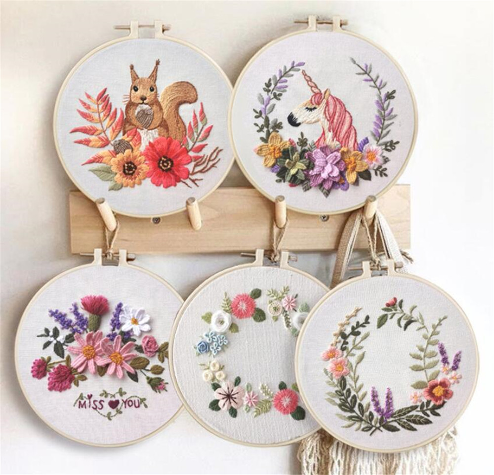 

New Arts Kill time Circle Embroidery Kit Needlework Embroidery Cross Stitch kits Embroidery for Beginner DIY Art Sewing Craft