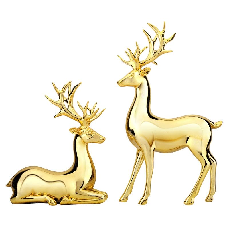 

Two piece golden elk decoration living room TV cabinet wine cabinet soft decoration moving to new house gift modern luxury decor