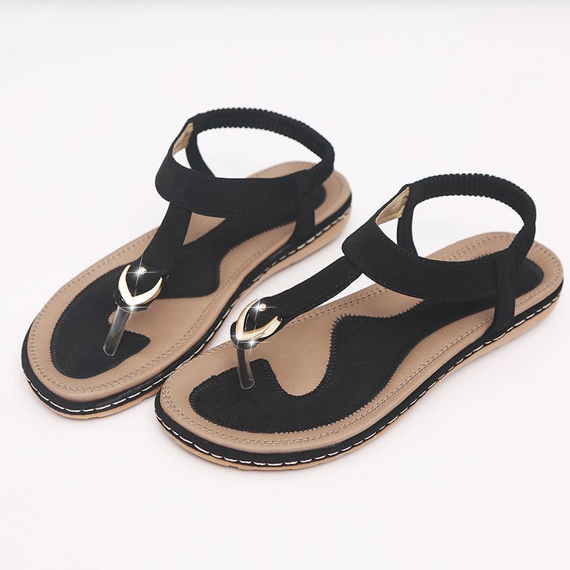 

popular women's shoes 2020 new summer fashion casual flat heel sandwich toe muffin bottom elastic belt large sandals1, Beige