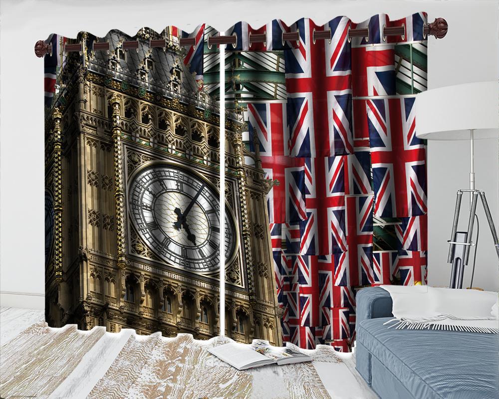 

3d Window Curtain Grommet Luxury Golden Bell Tower Curtain Living Room Bedroom Kitchen Window Blackout Curtains, As pic