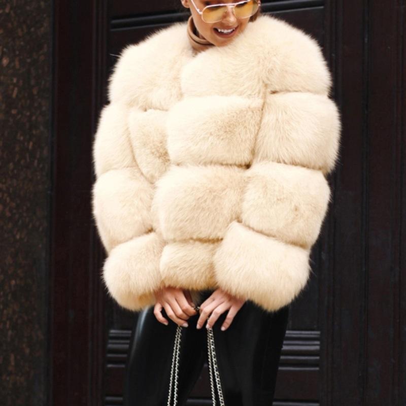 

Elegant Fluffy Faux Fur Coat Women Autumn Winter Warm Long Sleeve Collarless Casual Fur Jackets Hairy Overcoat Female Outwear, Pink