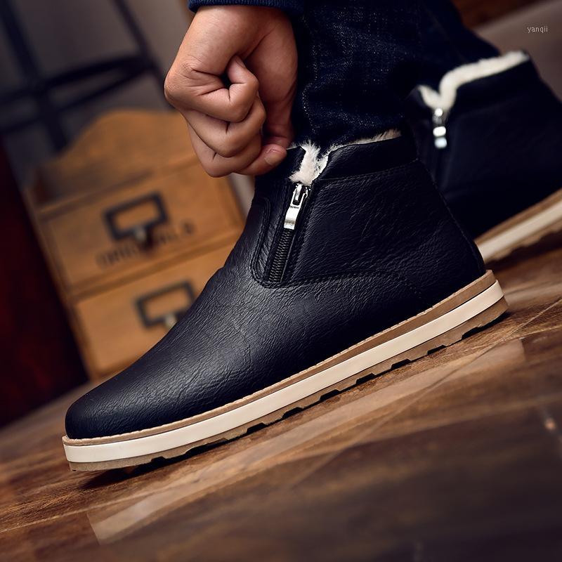 

2020 New Flat heel men boots PU Increase Shoes male Round head Solid Color side zipper fashion winter Botas Hombre Size 39-441, Blue
