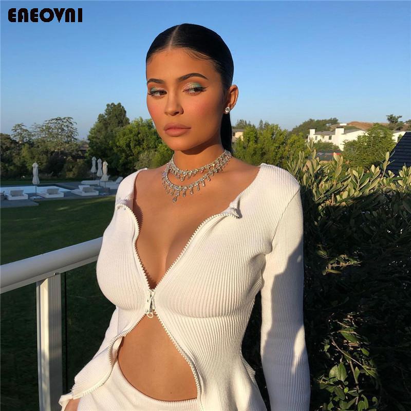 

Women Autumn Double Zippers Sweaters Jacket Skinny Slim Knit Solid Coat Cardigan Sweater Outwear Short Fall Warm Soft 2020 New, Black short sleeve