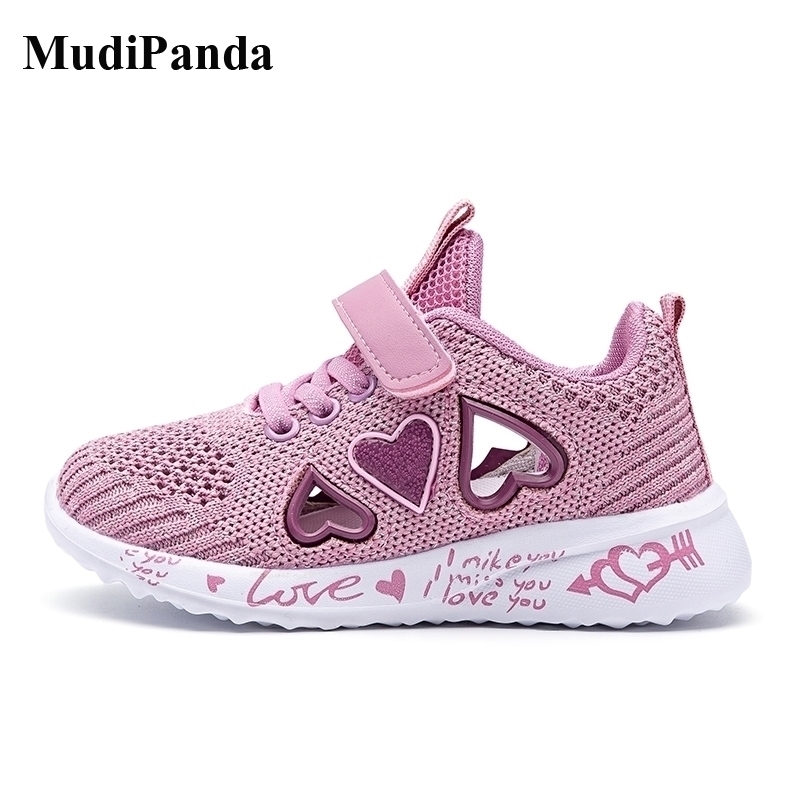 

MudiPanda Children Mesh Casual Sneakers Sport Footwear Kids for Girl Light Pink Flat Shoes Winter 201201