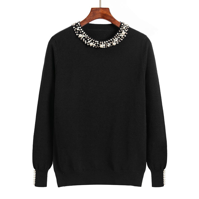 

2021 New Chic Beaded Design Cashmere Cotton Blend Women Autumn Winter Streetwear Pullover Jumper Pull Femme Hiver Sweater 9c0h, Blue