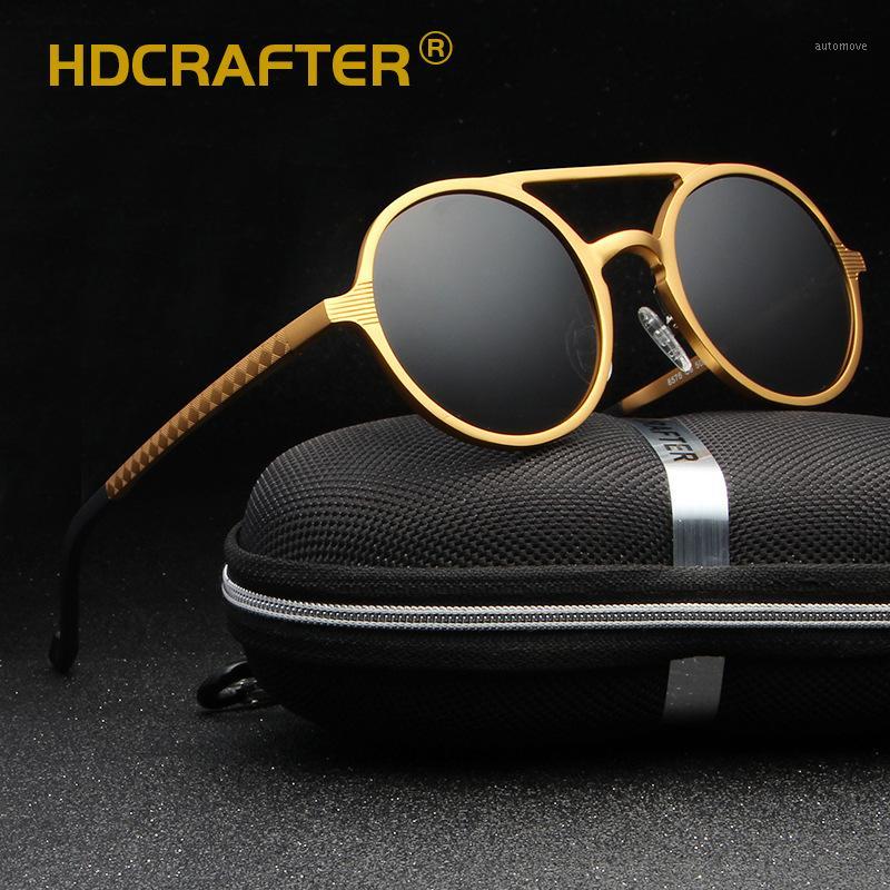 

HDCRAFTER Round Sunglasses Women Men Golden Polarized UV400 Driving Sun Glasses Male Goggle Eyewear 20201