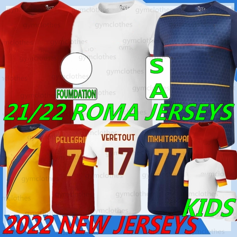 

Thai 21/22 AS maillot PELLEGRINI ZANIOLO soccer jerseys ABRAHAM Afena C.Perez SHOMURODOV KUMBULLA VERETOUT EL SHAARAWY Men Kids kits football shirts jersey, Black