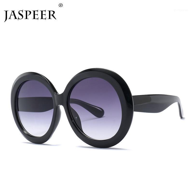 

JASPEER Fashion Round Sunglasses Women Men Vintage Brand Designer Black Green Oversized Frames Mirror Shades Female UV4001