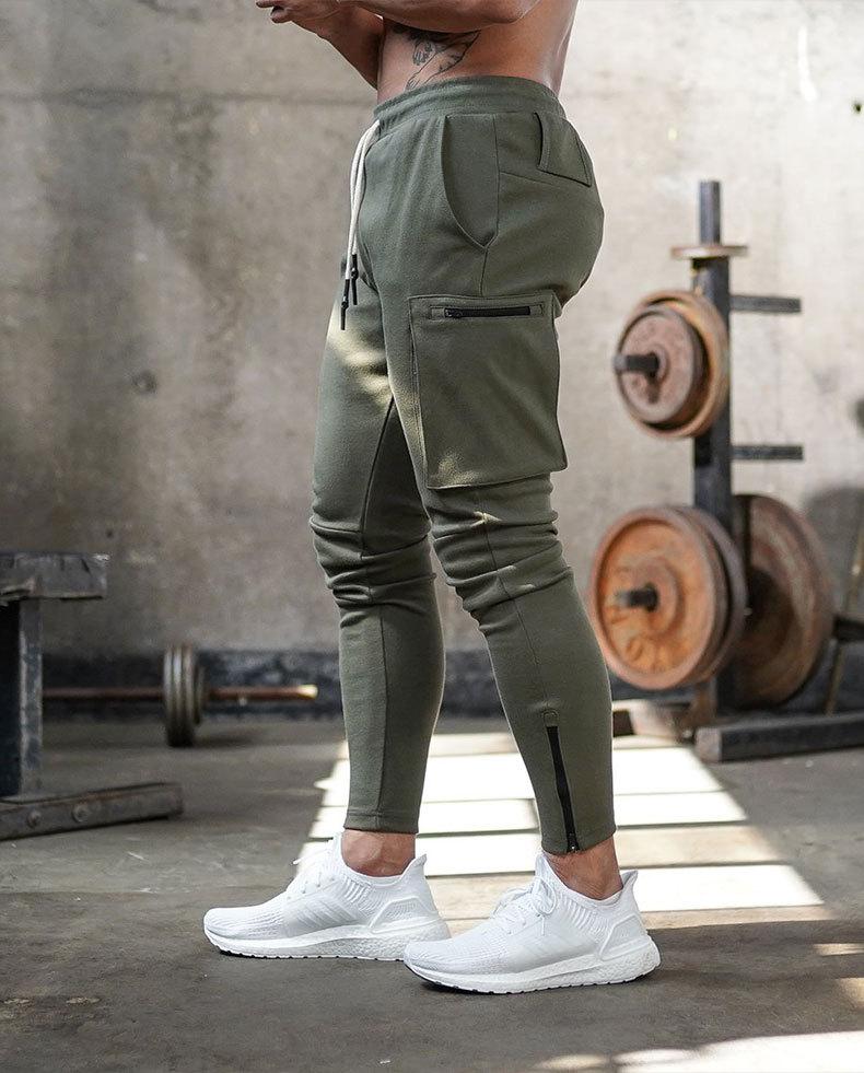 

Fashion Stitching Men Pants Fitness Casual Elastic Pants men Bodybuilding Clothing Casual Navy Sweatpants Joggers, Black