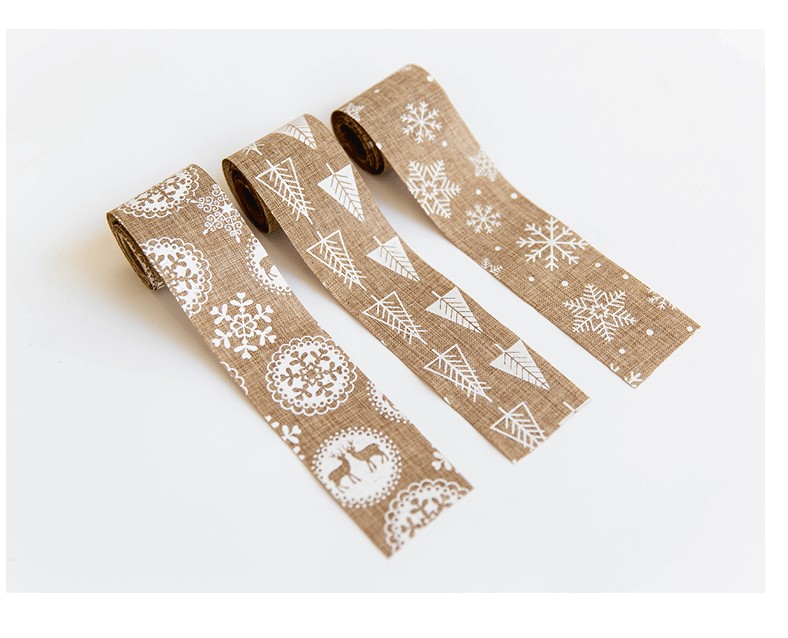 

Christmas linen ribbon bow christmas decoration Xmas tree snowflake elk patterns ribbon Christmas tree Decoration wholesale