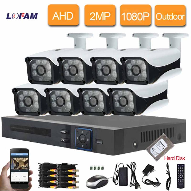 

LOFAM 2MP AHD CCTV System 8CH 1080P DVR NVR Kit 8PCS 2.0MP Outdoor Waterproof Camera Security System Video Surveillance Kit