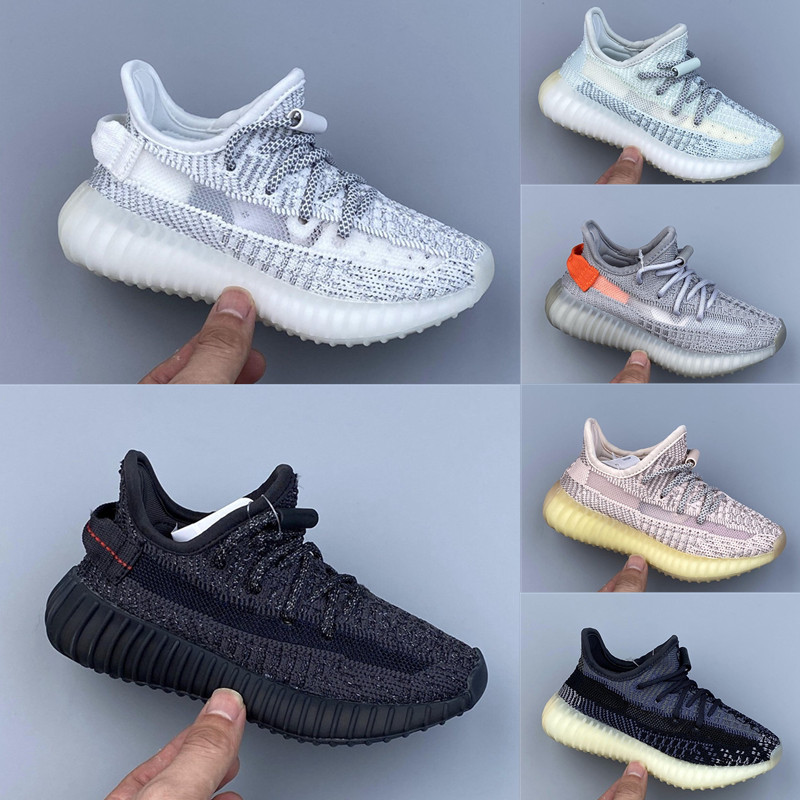 

No tie Bungee Laces Support Infant Kanye Kids Running Shoes Carbon No Tie Laces Supporting boys Girl Sneaker Children Fashion Trainers, Extra double box fee