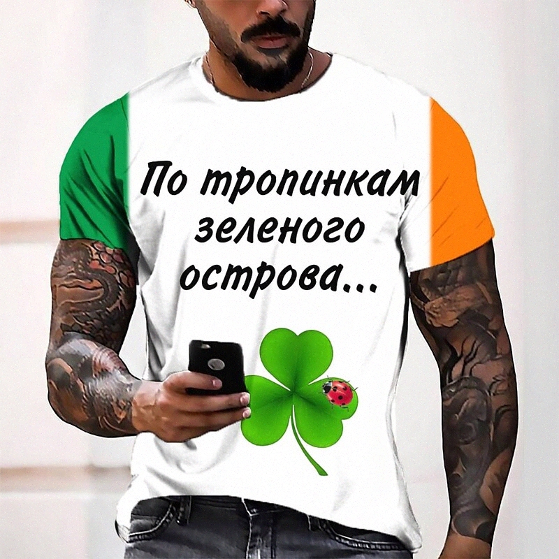 T-shirt Tee T-shirt 3D Imprimer graphique Saint Patrick Jour Cou Couillé Casual Daily 3D Imprimé à manches courtes Haut de la mode Cool Confortab