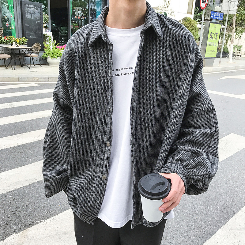 

2020 Spring And Autumn New Korean Version Of The Loose Trend Long-sleeved Fashion Casual Solid Color Simple Shirt Black M-2XL