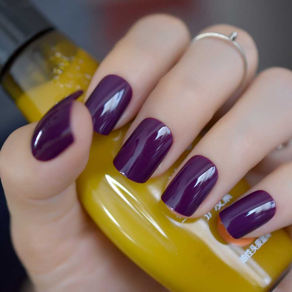 

Medium Fake Nails Flat Top Translucent Diamond Blue Artificial Nail Tips Finger UV Nails Office lady must, Z818