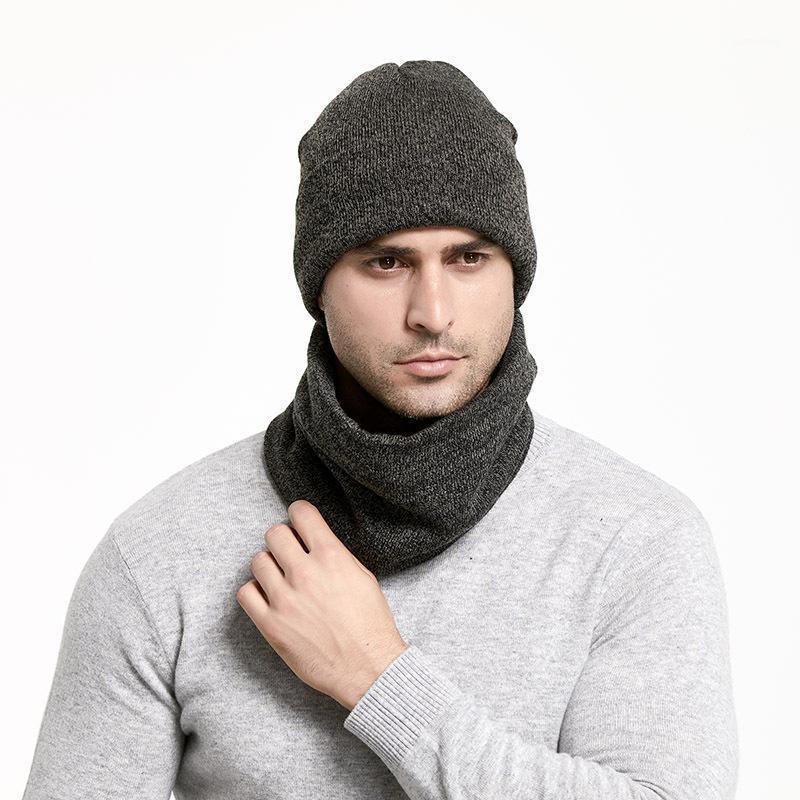 

2pcs Cap and Scarf Cold Warm Knitting Leather Winter Hat for Women and Men Knitted Hat Bonnet Warm Cap Ourdoor1