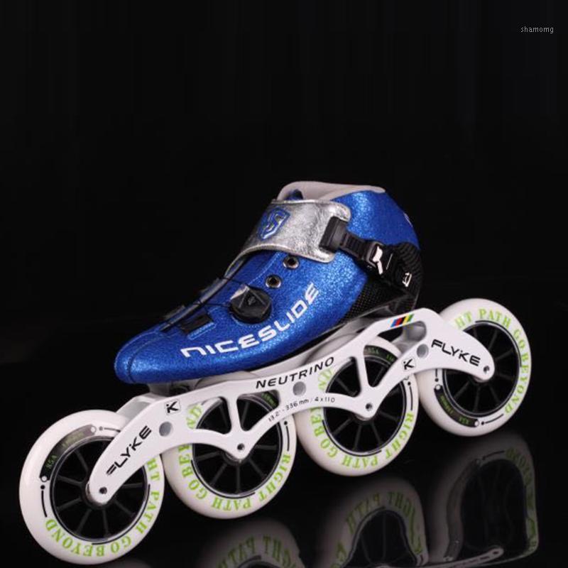 

Original Niceslide Speed Inline Skates Self locking Carbon Fiber Professional Competition Speeding Skate Racing Skating Patines1, Pink 4 wheels
