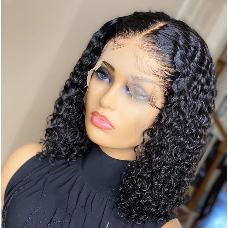 

150% Curly Bob Wig 13x4 Lace Front Human Hair Wigs For Women With Natural Hairline Glueless Brazilian Remy Hair With Baby, As pic