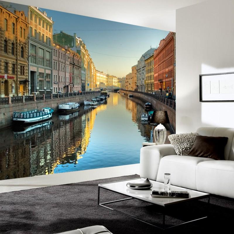 

Dropship Photo Wallpaper Custom Europe Town Canal Landscape Backdrop Restaurant Cafe Corridor Decoration Wallpaper Mural, As pic