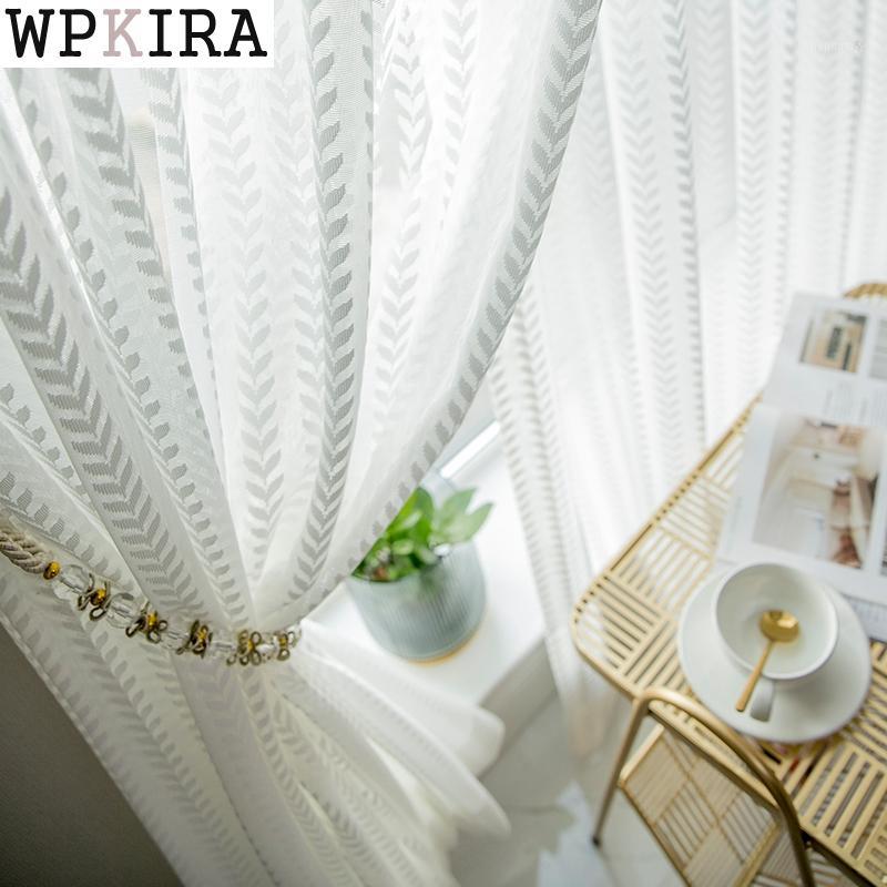 

Curtains Kitchen Window Flexible Soft Living Room White Sheer Curtains Leaf Pattern Short Tulle Drapes Single Panels S027&401