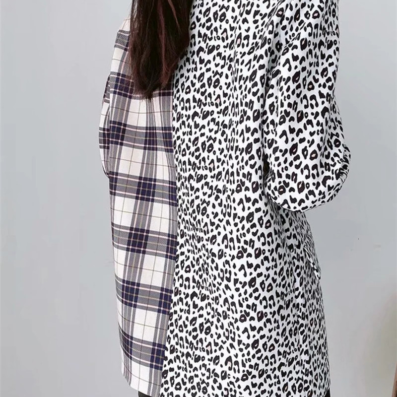 

2021 New Dt 27698 Grid Leopard Color Matching Blazer 1tjk, See chart