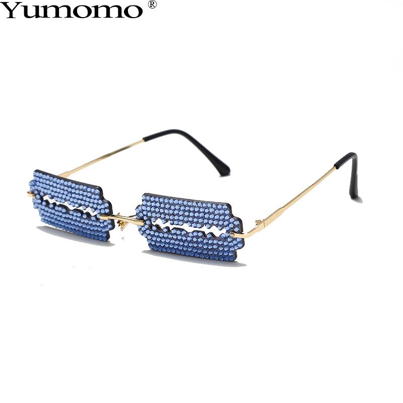 

2021 Vintage Diamond Square Sunglasses Women Brand Designer Rimless Sun Glasses Shades Rhinestone Lens Ladies Fashion Eyeglasses