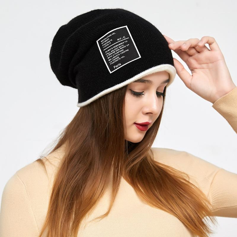 

Beanie Hat for Women Men Winter Hat Knitted Autumn Skullies Unisex Ladies Warm Bonnet Cap Korean Black Red Cap1