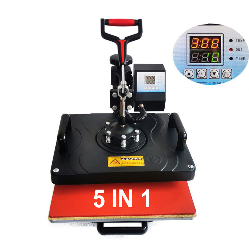 

Newest Sublimation Machines 5 In 1 Coffee Mug Tshirt Cap Heat Transfer Machines DIY Digital Press Machine