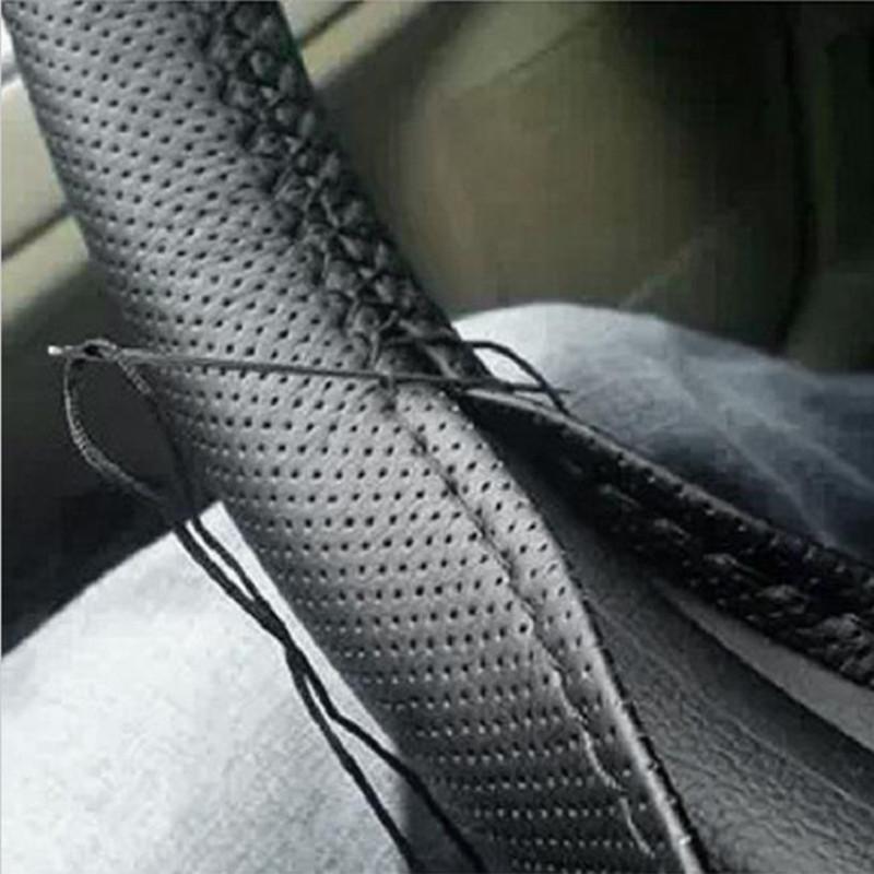 

1PC DIY Car Steering Wheel Cover With Needles and Thread Artificial leather Gray /Black