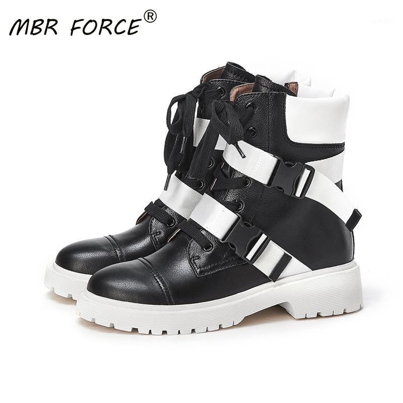

MBR FORCE Fashion High quality Casual women Punk Style Cool lace up ankle boots for woman Chunky Motorcycle Boot Girls Female1, Black