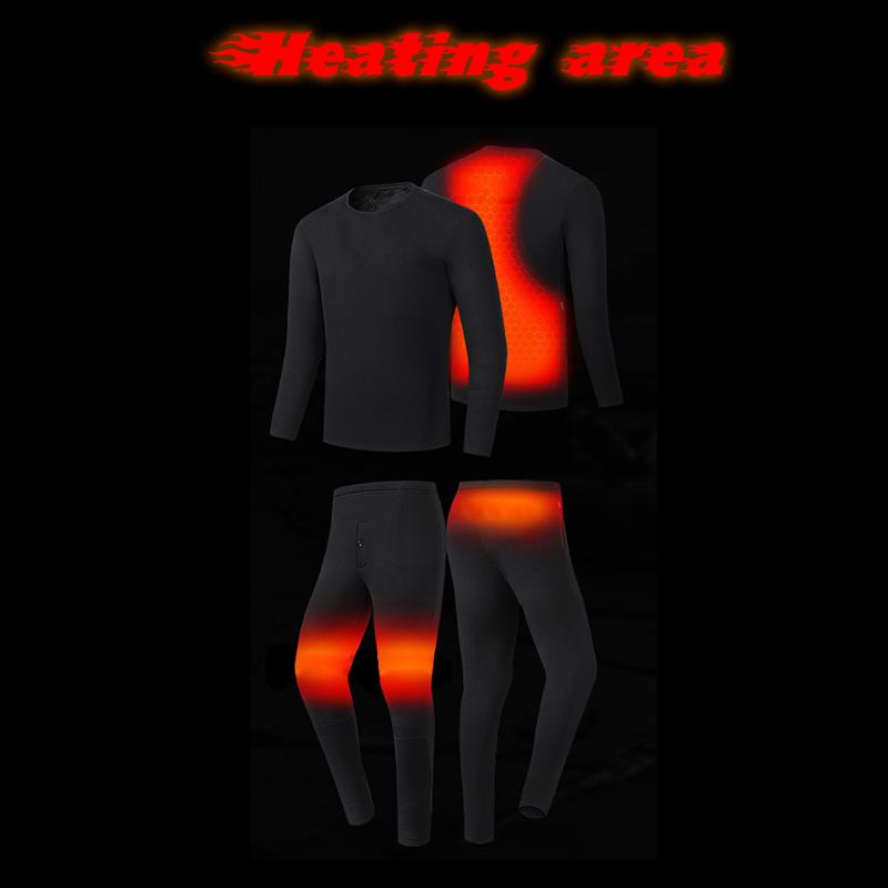 

Intelligent Heating Clothing Constant Temperature Suit Winter Heated Underwear USB Hot Clothes Black Thermal Underwear, Long sleeve