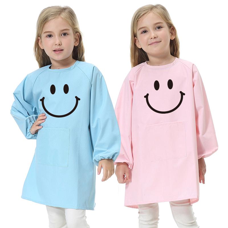 

High-Quality Children's Painting Overalls Kids Waterproof Anti-Wear Clothing Eating Smock Baby Aprons Print LOGO