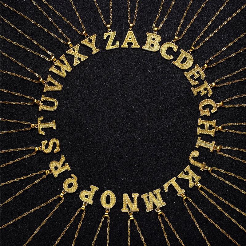 

26 Letters Pendant Fashion Necklace for Women Men Statement Jewelry A-Z Alphabet Charm Twist Chain Hip Hop Necklaces Birthday Gift