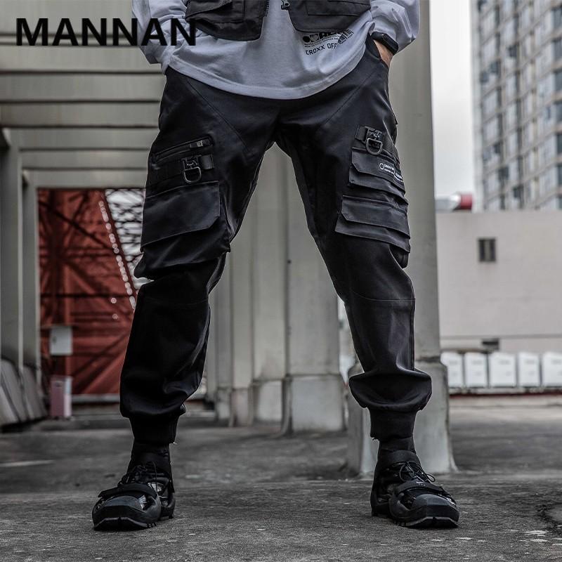 

2020 Jogger Elastic Black Cargo Men Trousers Cargo Pants Streetwear Hip Hop Mens Fashion Casual Casual Loose Outwear Coat