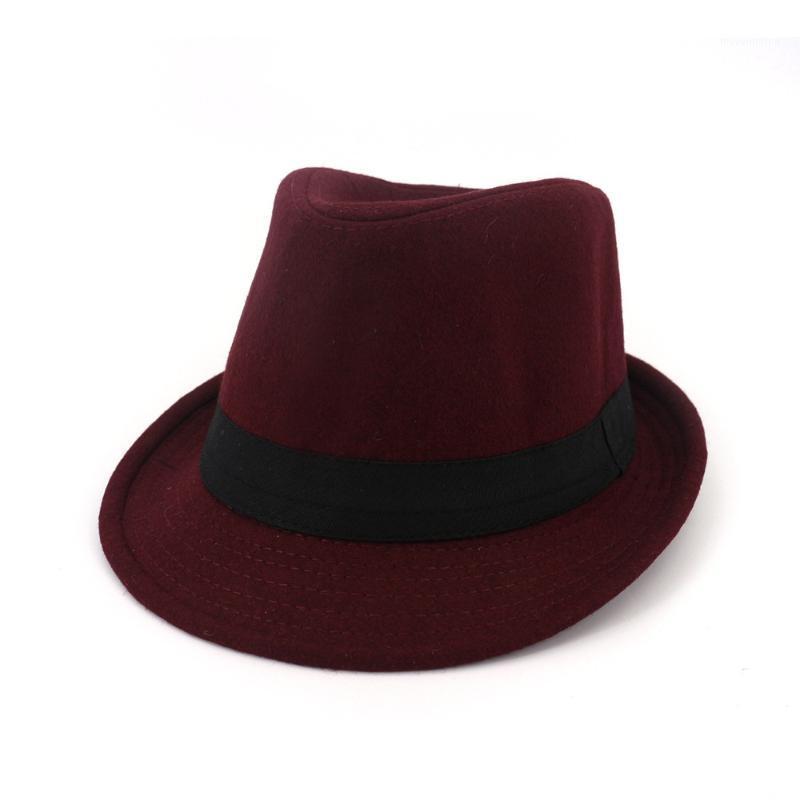 

Classics Autumn 2020 Winter Short Brim Felt Fedoras Hat Men Black Red panama Vintage top mens hats gentleman fedora1