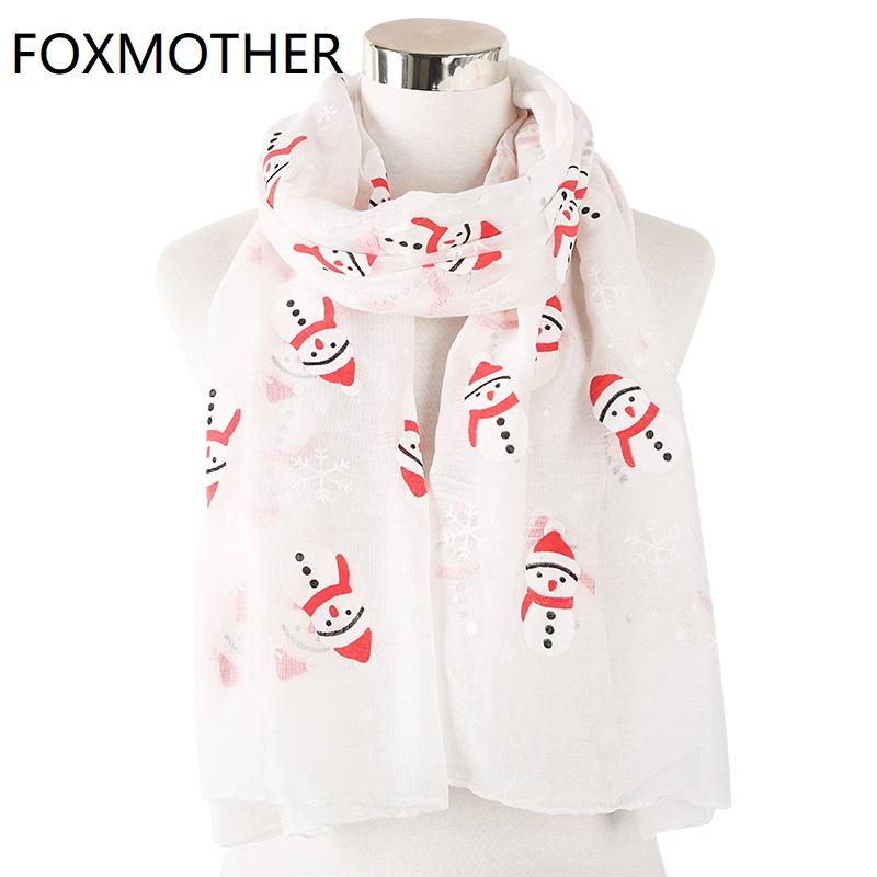 

FOXMOTHER New Winter White Snowman Christmas Scarf Wrap For Women Ladies Gifts