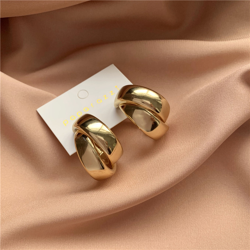 

2020 Design C Earrings Fashion European Double Layered Geometric Rings Earrings for Women Girl Aesthetic Jewelry Aretes De Mujer, Golden