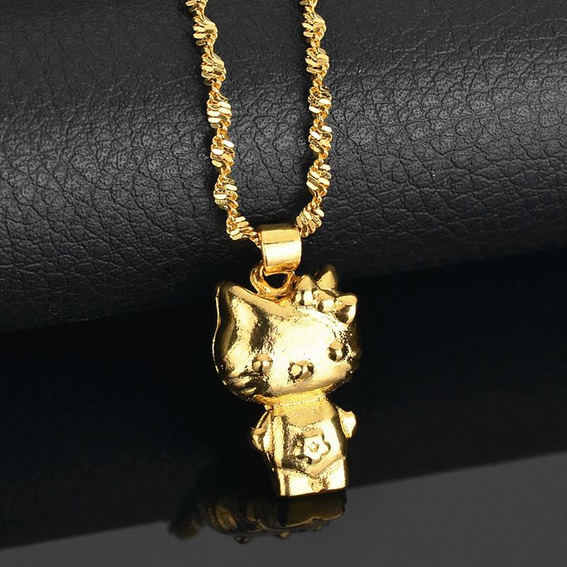 

Romantic Cute Lovely Cat Pendant Chain Necklace Female Girl Women Birthday Anniversary Jewelry Gift Copper Durable Gold Color