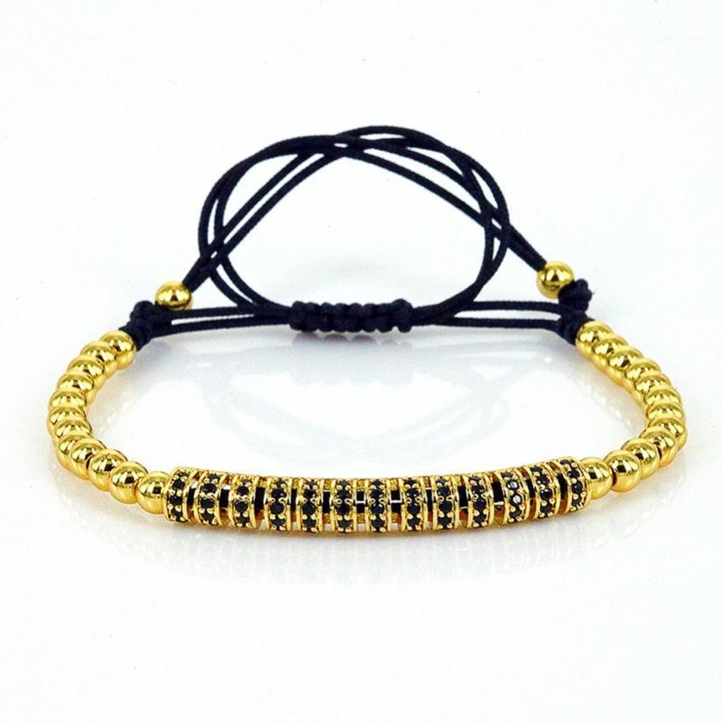 

Anil Arjandas Men Bracelets 24K Rose Beads Micro Pave Black CZ Beads Braiding Macrame Women Bracelet Pulseira Feminina1