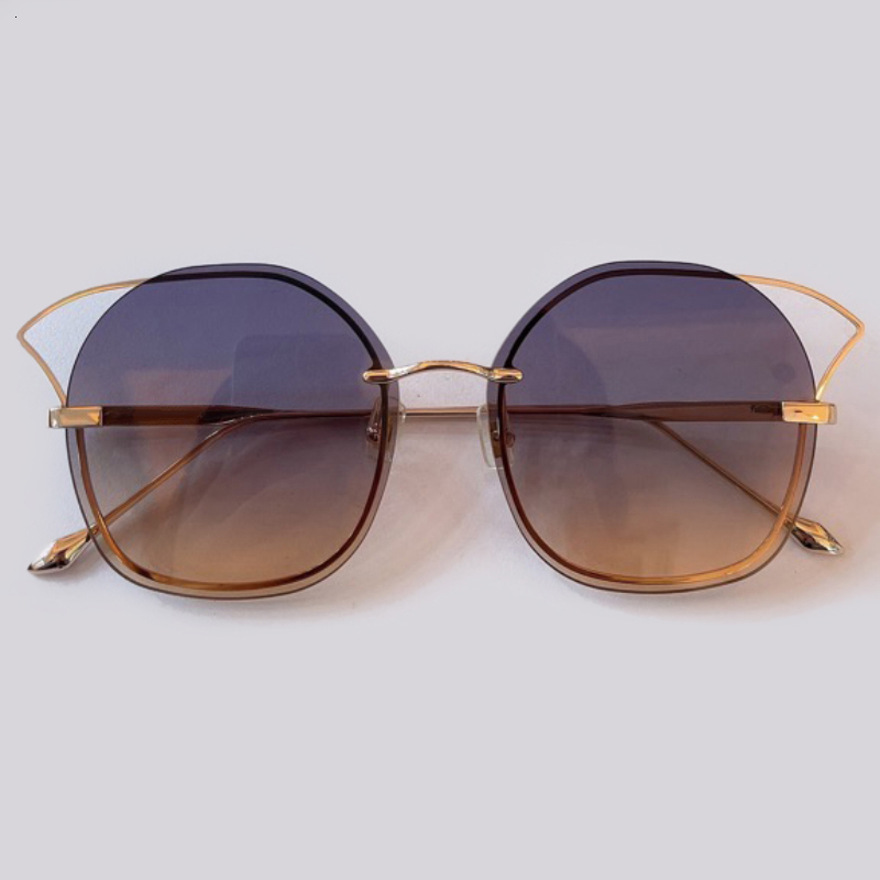 

2021 New Brand Round Sunglasses Women with Box Vintage Female Rimless Gradient Sun Glasses Uv400 Lentes De Sol Mujer J2yy